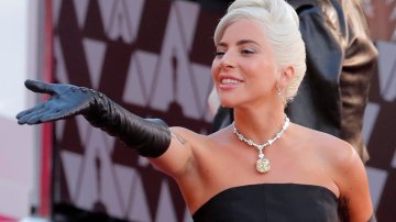 Lady Gaga Shines Brightly On The Red Carpet With Rhinestones On Her Eyes