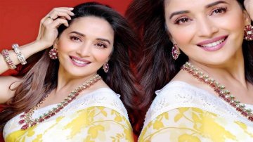 माधुरी दीक्षित ने पीले रंग की साड़ी में बिखेरा एलिगेंस और ग्लैमर