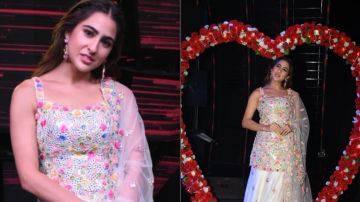 Sara Ali Khan Sync with Pink In Multicoloured Floral Sharara For Love Aaj Kal Promotions