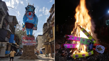 Indians Burn Huge Effigy Depicting Coronavirus For Holi Rituals