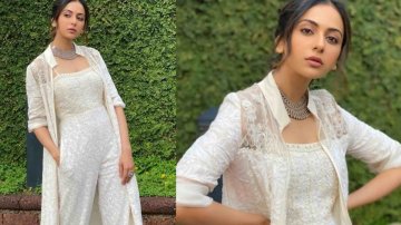 Rakul Preet Singh Goes All-White In An Emroideried Jumpsuit With A Matching Shrug