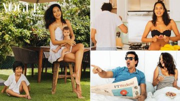 Lisa Haydon Poses For Glorious Shoot On Vogue Magazine With Her Hubby And Little Bundles Of Joy