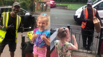 Little Girl Learns Sign Language To Communicate With Her Deaf Delivery Driver, Draws Him A Rainbow Picture Saying “Thank You”