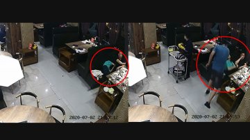 Husband Knocks Out His Wife In A Restaurant As He Supposes She Commits Infidelity With Two Men