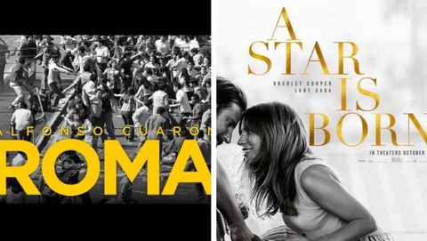 Roma (left) and A Star Is Born (right) posters. Images from Facebook