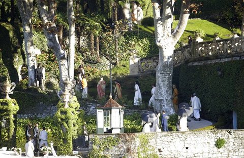 The bride and the groom welcomed their guests