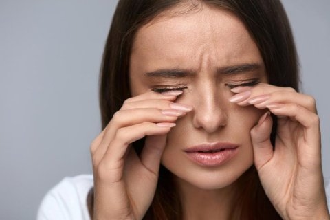 Woman Rubbing Eyes Due To Burning Eyes A1dd