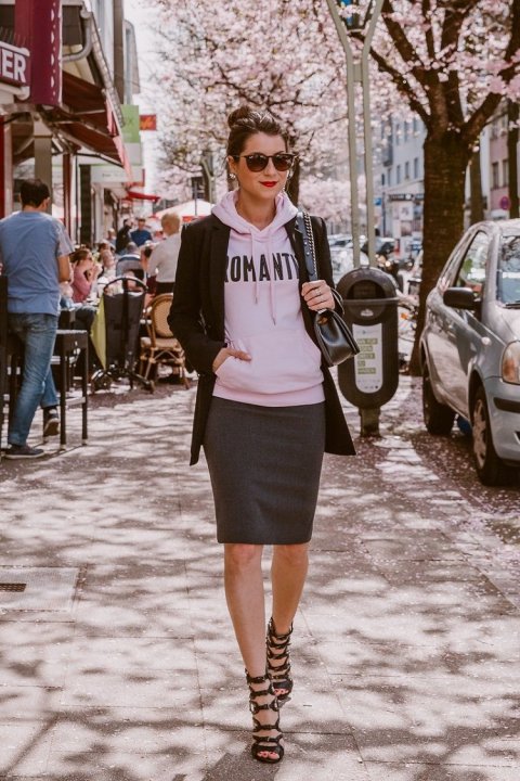 how to dress up a sweatshirt for work