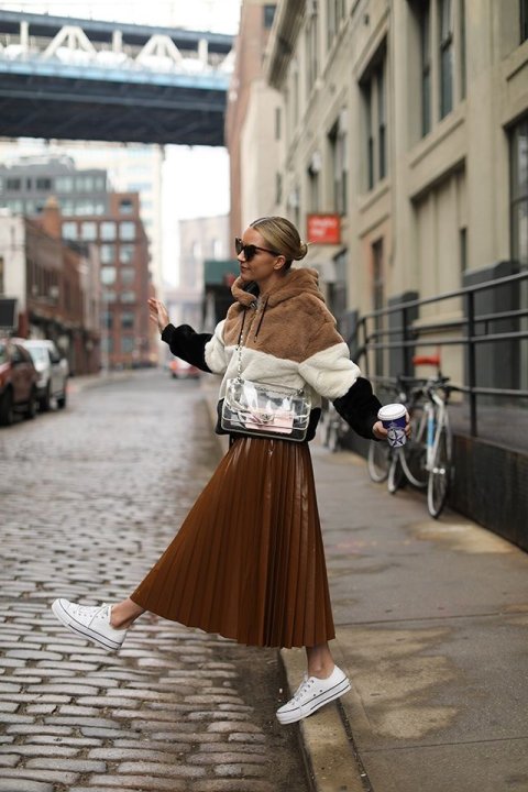 hoodie with pleated skirt