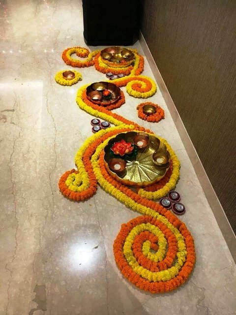 DIY | Diwali Flower Decoration Ideas At Home | Flower Rangoli - YouTube