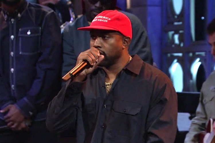 Kanye West on Saturday Night Live. Image via Twitter