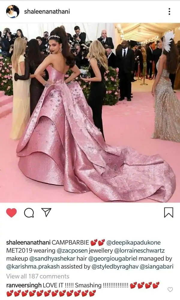Ranveer Singh Raves Over Deepika Met Gala Look1