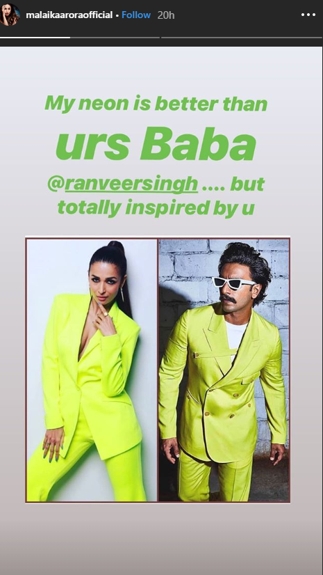 Malaika Arora Neon Suit
