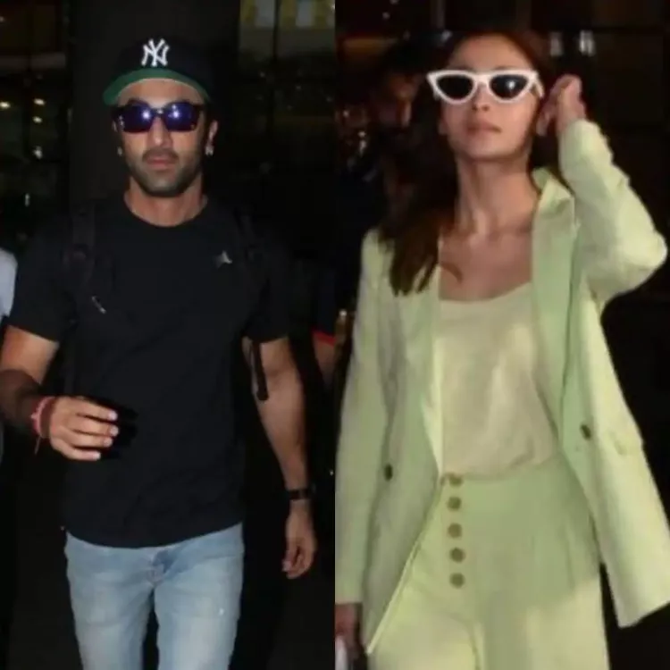 Ranbir Kapoor and Alia Bhatt at the airport