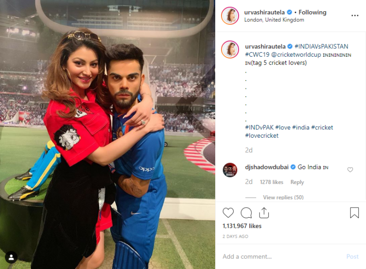 Urvashi Rautela shares photo with Virat Kohli's statue