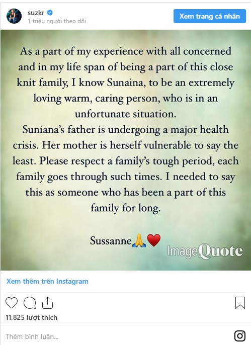 Sussane Support Hrithik Post