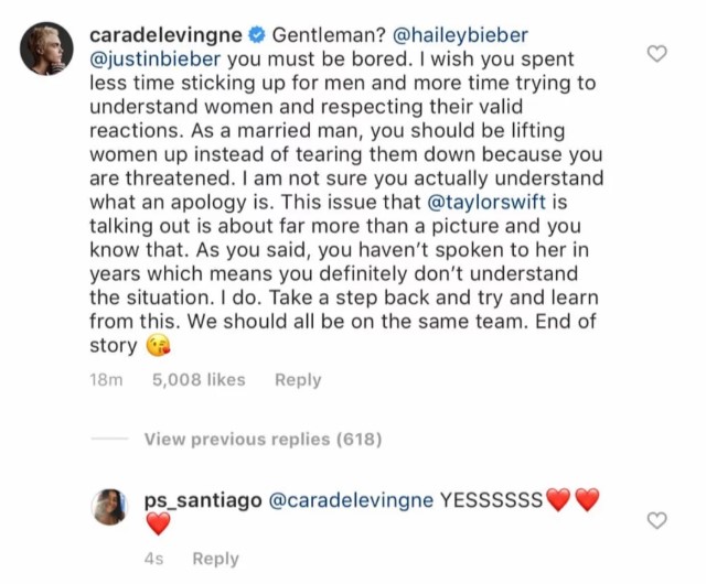 Cara protects Taylor Swift