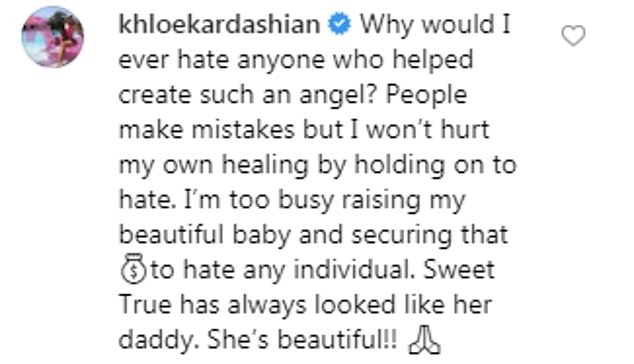 Wise words:Â Taking to the comments section, the Revenge Body host hit back at the post as she admitted how could she hate someone who made True