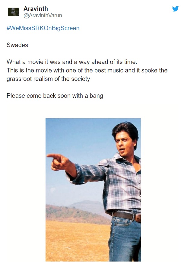 Shah Rukh Khan Fans Are Trending Wemisssrkonbigscr