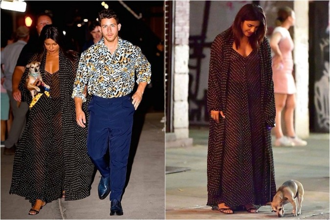 Priyanka Chopra braless in maxi dress