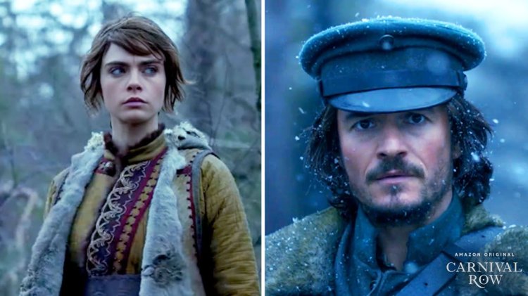 orlando bloom and cara in carnival row