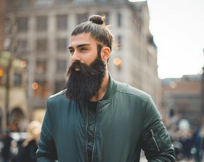 Man bun and beard