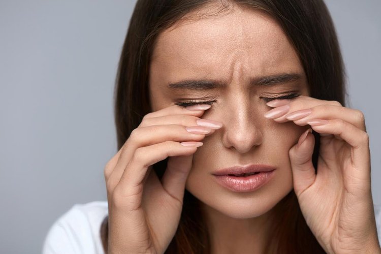 Woman Rubbing Eyes Due To Burning Eyes A1dd