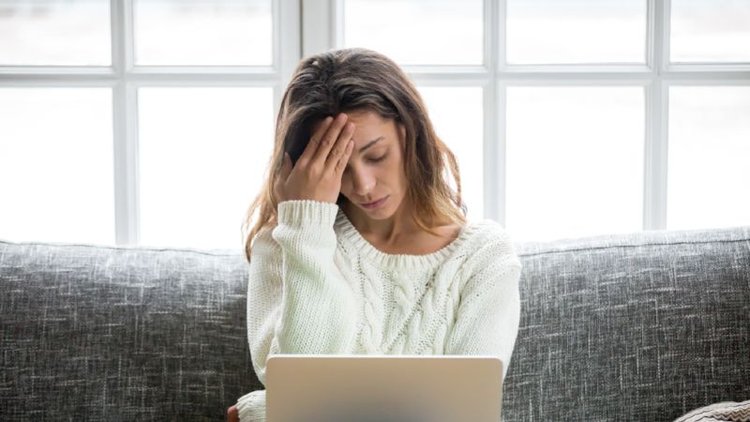 Frustrated Woman Worried About Problem Sitting On