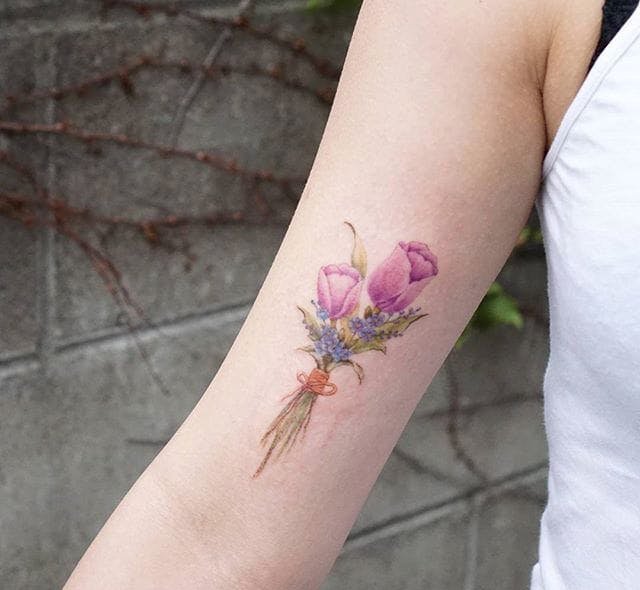 Bouquet watercolor tattoo