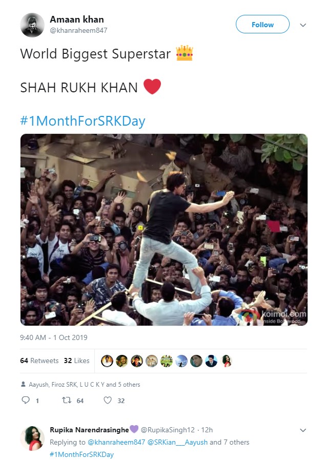 #1monthforsrkday 