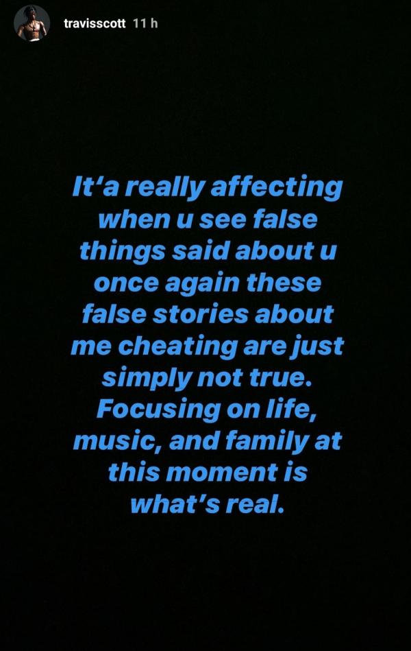 Travis Scott post on Instagram Story