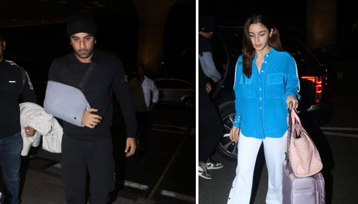 Ranbir Kapoor with an injured arm