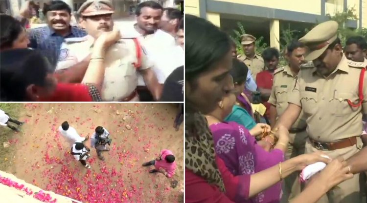 Police Greeted After Hyderabad Encounter