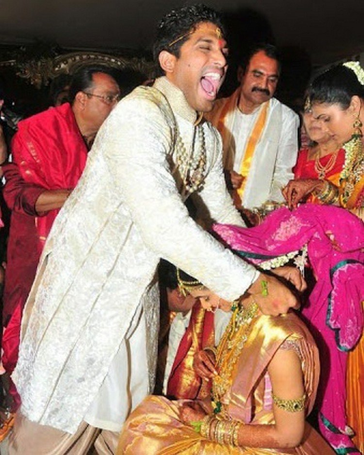 Allu Arjun And Sneha Reddy Personal Photo In Weddi