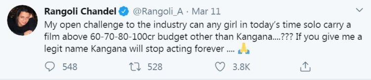 Rangoli Challenging Tweet 1