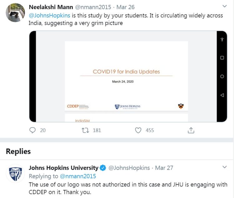 John Hopkins University Tweet On Fake News