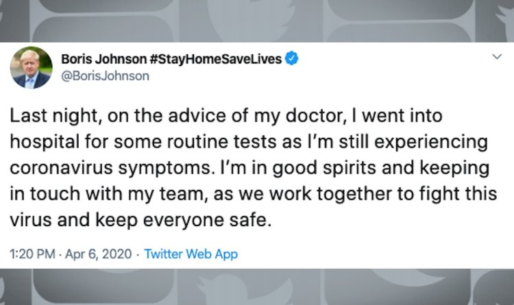 Boris Johnson Intensive Care Tweet