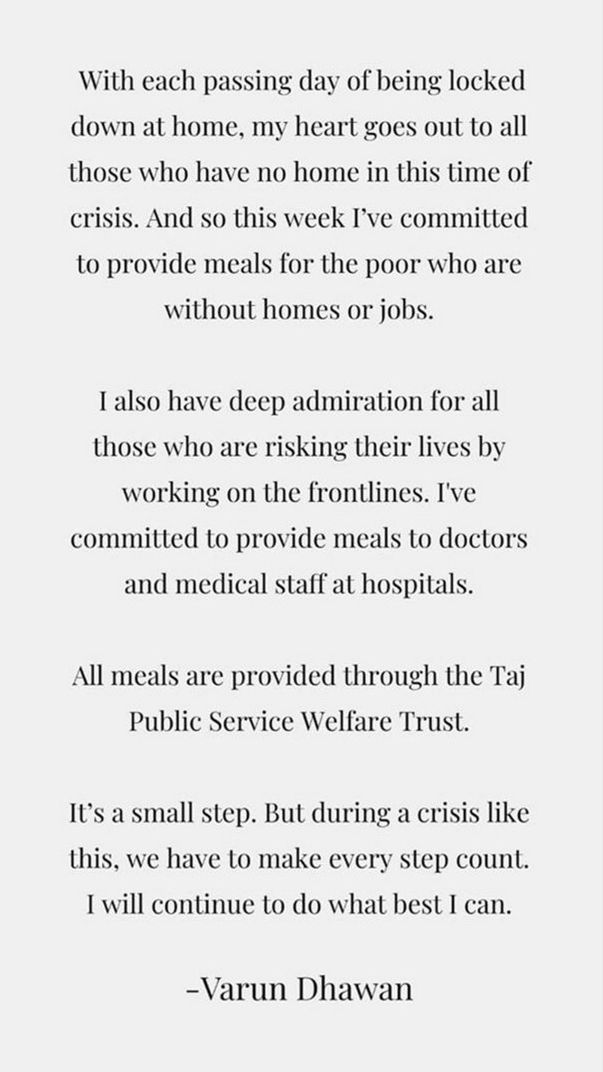 Varun Dhawan Help The Poor