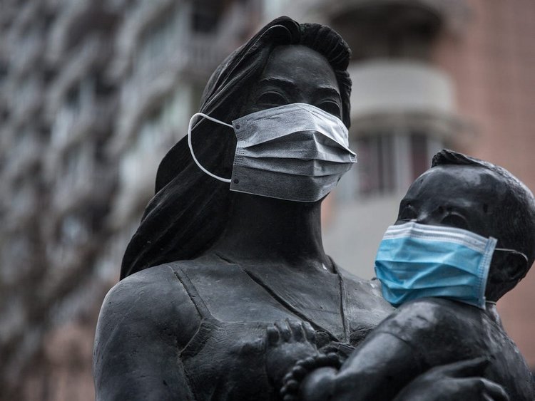 Statues Wearing Masks In Wuhan