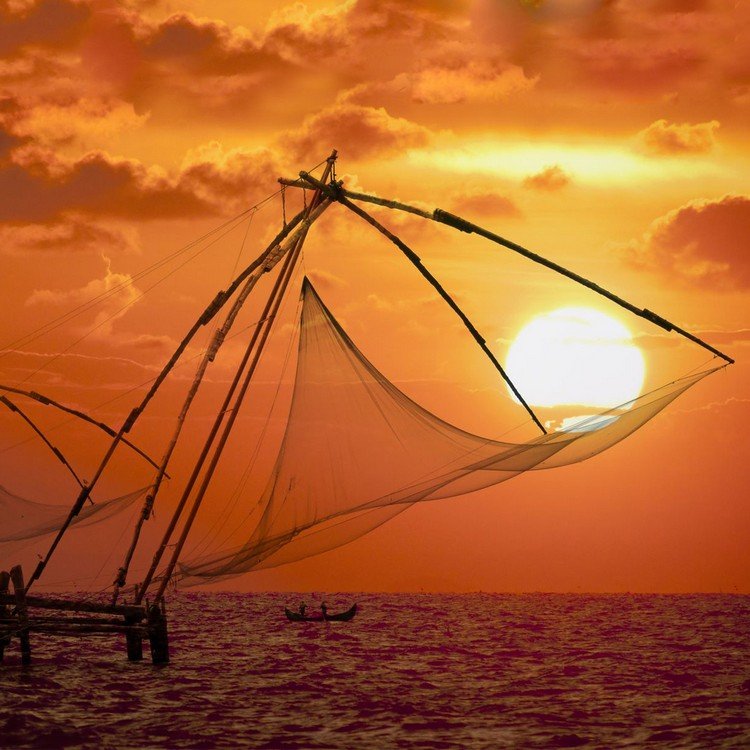 Sunset At Kumarakom In South India