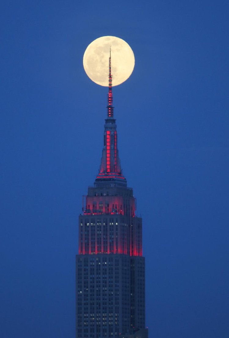 Super Flower Moon 2020 Empire State In New York City