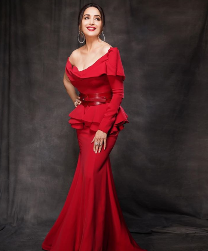 madhuri dixit red gown