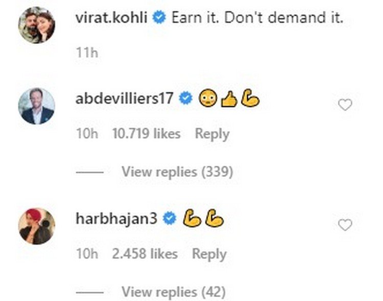 Comments On Virat Kohli Post