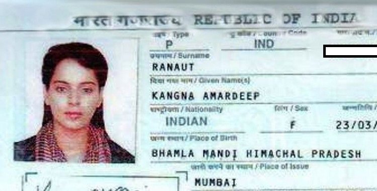 Kangana passport photos of Bollywood stars