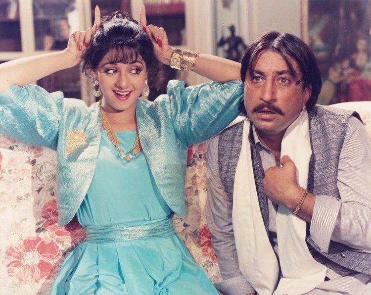 Shakti Kapoor And Sridevi In Chaalbaaz