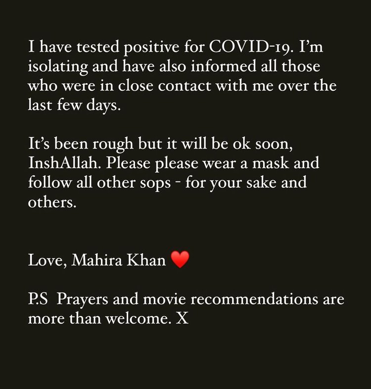 Mahira Khan Instagram post