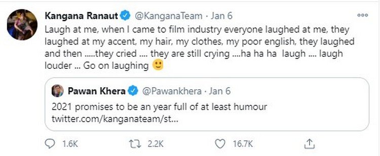 Kangana Ranaut Tweet On Haters