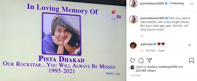 Jasmin Bhasin On Pista Dhakad Death