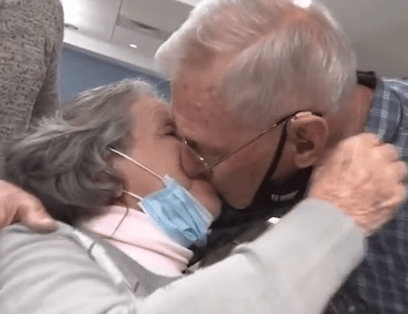 The Sweet Kiss Of Senior Couple