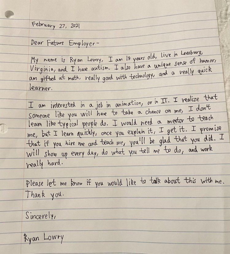Ryan Lowry Letter